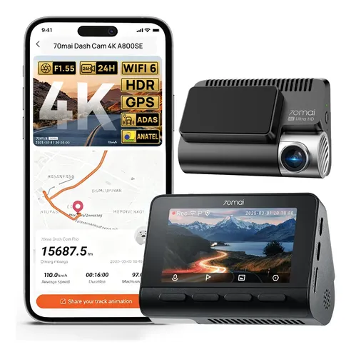 Imagem do produto Câmera Veicular 4k 70mai 3'' Hdr Gps A800se Adas Wifi App 24 4k A800se