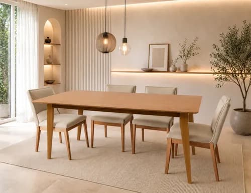 Imagem do produto Mesa De Jantar Retangular 6 Lugares Evora 180 X 90 Amadeirado Madeira Maciça