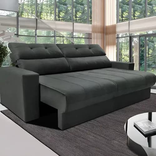 Imagem do produto Sofá 3 Lugares Clean Retrátil Reclinável Cama Inbox - Cinza - Liso